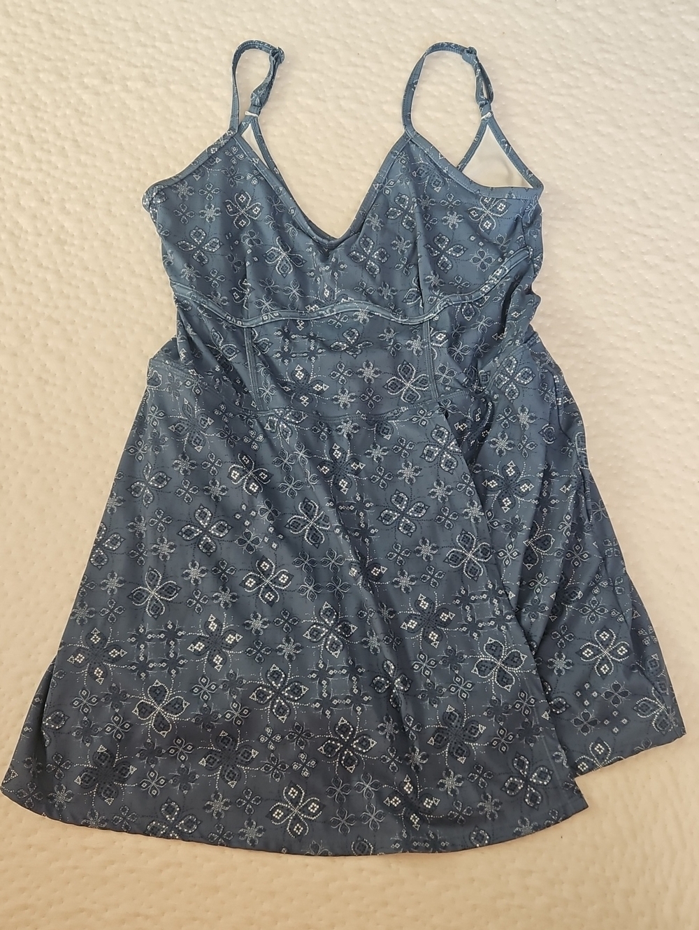 JoyLab Blue and White Active Bikini Dress With Shorts